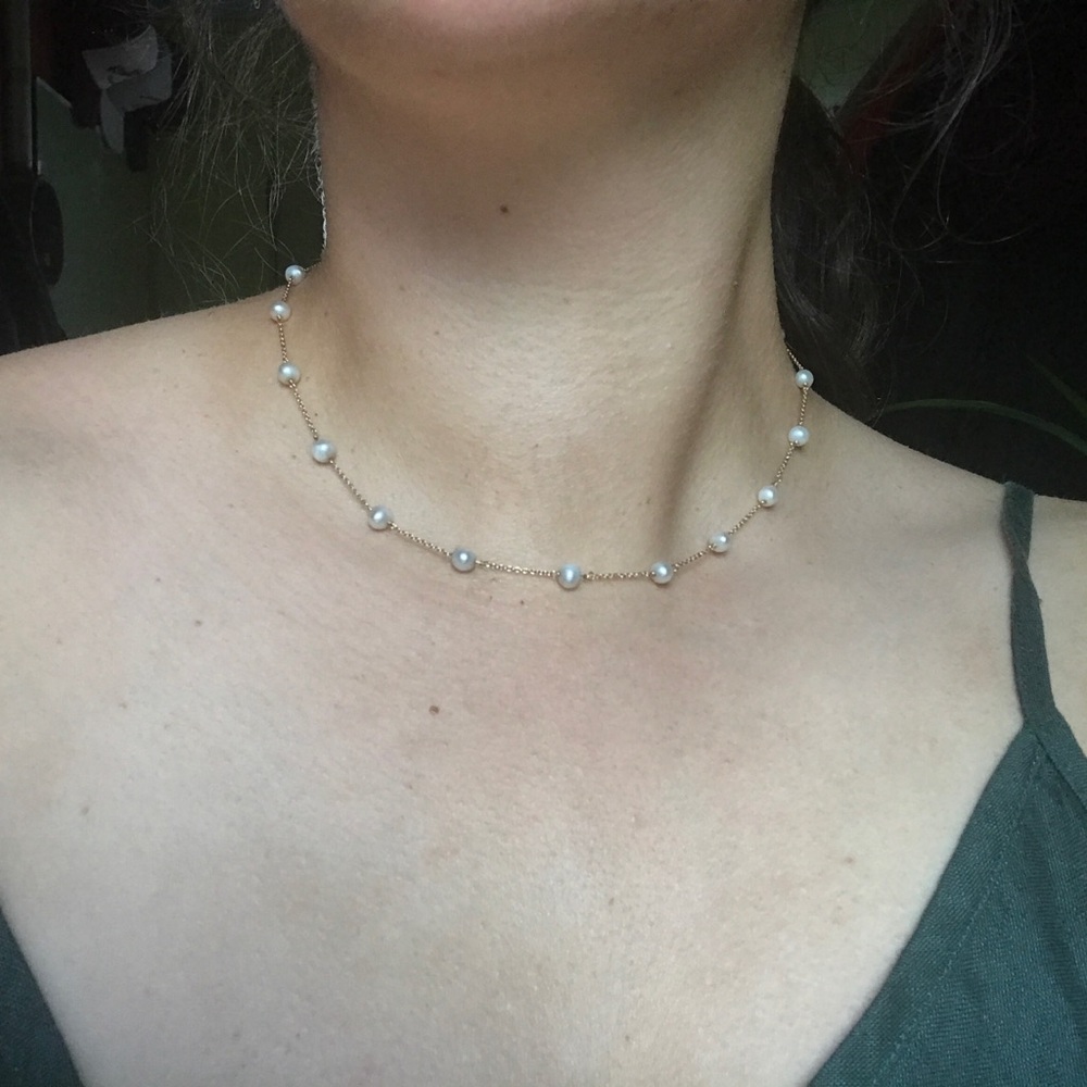 10k Solid yellow gold pearl necklace